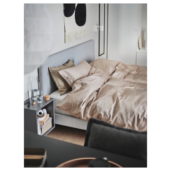 IKEA LUKTJASMIN duvet cover and pillowcase(s), Full/Queen (Double/Queen) Gray / Beige, Ikea Ireland | 5106YRPHJ