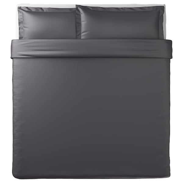 IKEA LUKTJASMIN duvet cover and pillowcase(s), King Dark Gray, Ikea Ireland | 8725HDAQB