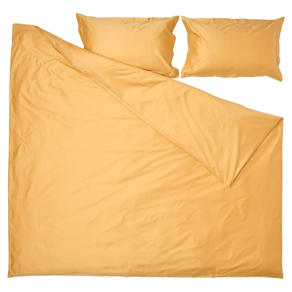 IKEA LUKTJASMIN duvet cover and pillowcase(s), King Yellow, Ikea Ireland | 9634VHJSX