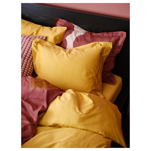 IKEA LUKTJASMIN duvet cover and pillowcase(s), King Yellow, Ikea Ireland | 9634VHJSX