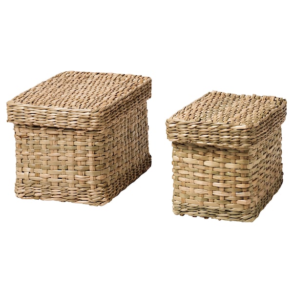IKEA LURPASSA box with lid, set of 2, seagrass, Ikea Ireland | 2456NRJXO