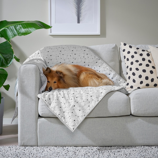IKEA LURVIG blanket, 39 ¼x59 in White / Black, Ikea Ireland | 8653BCYXA