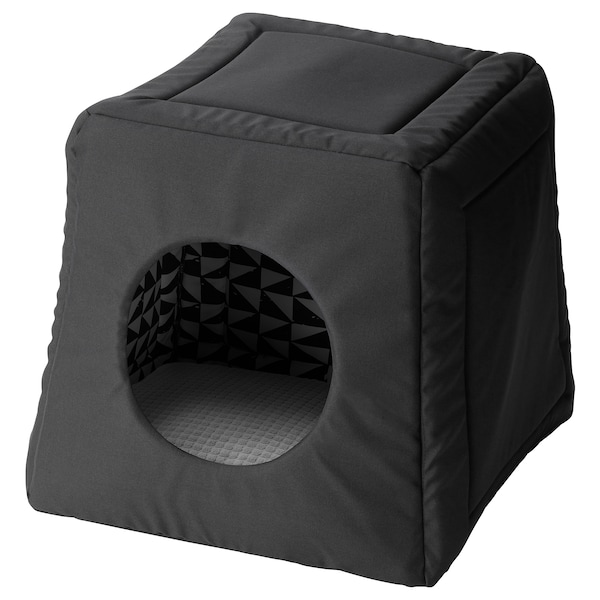 IKEA LURVIG cat bed with pad, 15x15x14 5/8 in Black White / Light Gray, Ikea Ireland | 6851OVINE