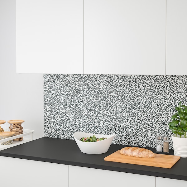 IKEA LYSEKIL wall panel, double sided white marble effect, 48x19 in Black / White Mosaic Patterned, Ikea Ireland | 6217IXPAM