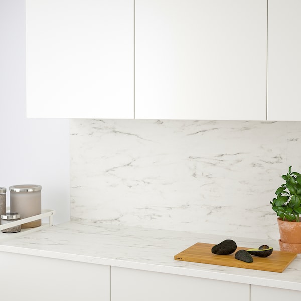 IKEA LYSEKIL wall panel, double sided white marble effect, 48x19 in Black / White Mosaic Patterned, Ikea Ireland | 6217IXPAM