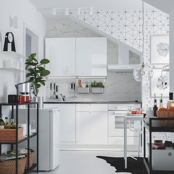 IKEA LYSEKIL wall panel, double sided white marble effect, 48x19 in Black / White Mosaic Patterned, Ikea Ireland | 6217IXPAM