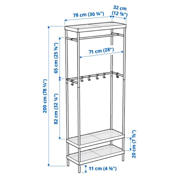 IKEA MACKAPÄR coat rack with shoe storage unit, white, 30 3/4x12 5/8x78 3/4 in, Ikea Ireland | 0179GXAND