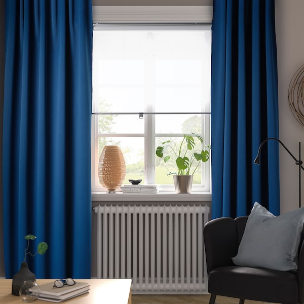 IKEA MAJGULL black-out curtains, 1 pair, 57x98 in Dark Blue, Ikea Ireland | 6513UDYKZ