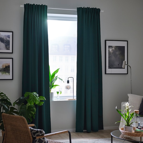 IKEA MAJGULL black-out curtains, 1 pair, 57x98 in Dark Turquoise, Ikea Ireland | 9864HWURQ
