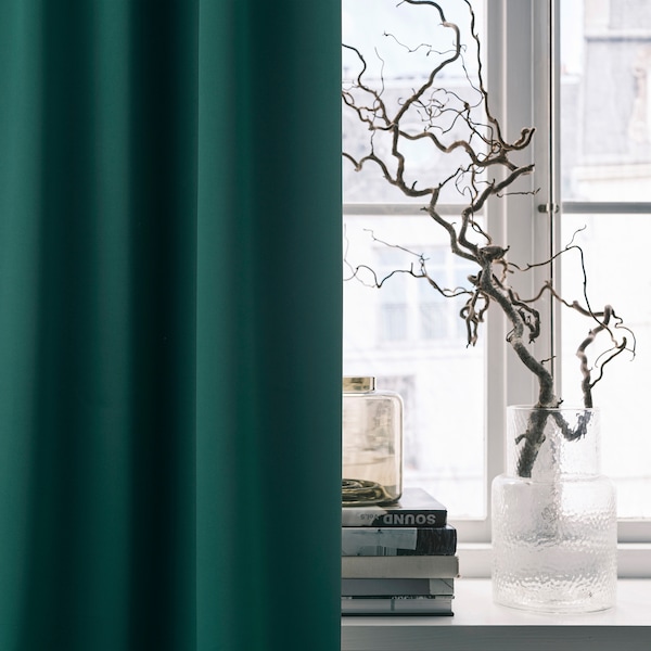 IKEA MAJGULL black-out curtains, 1 pair, dark turquoise, 57x84 in, Ikea Ireland | 8652FCTXA