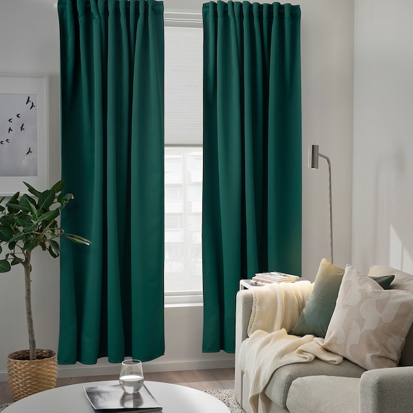 IKEA MAJGULL black-out curtains, 1 pair, dark turquoise, 57x84 in, Ikea Ireland | 8652FCTXA