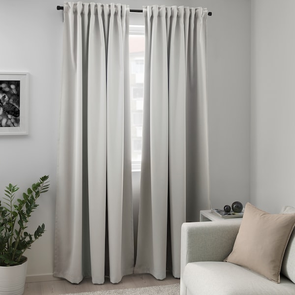 IKEA MAJGULL room darkening curtains, 1 pair, 57x98 in Light Gray, Ikea Ireland | 4986QOKTV