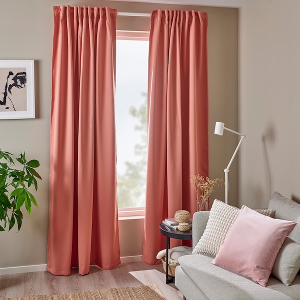 IKEA MAJGULL room darkening curtains, 1 pair, 57x98 in Pink, Ikea Ireland | 7968FOYWM