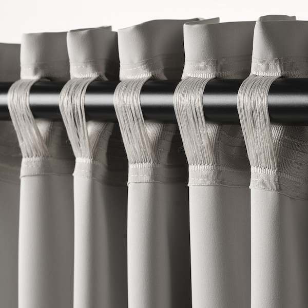 IKEA MAJGULL room darkening curtains, 1 pair, light gray, 57x84 in, Ikea Ireland | 7352HUVTN