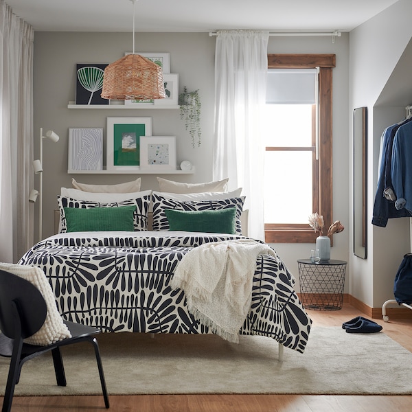 IKEA MAJSMOTT comforter set, King Black / White, Ikea Ireland | 7096YDPJN