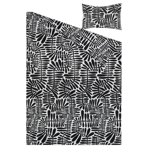 IKEA MAJSMOTT comforter set, Twin/Twin X-long Black / White, Ikea Ireland | 8153ITMNX