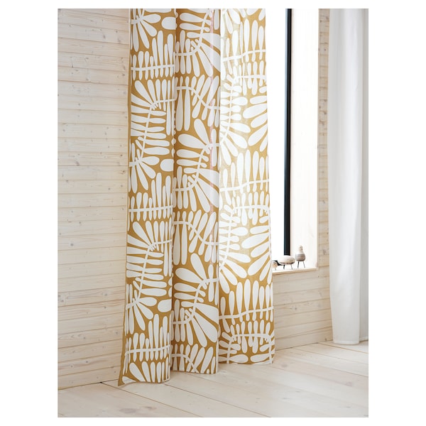 IKEA MAJSMOTT curtains, 1 pair, beige/white, 57x98 in, Ikea Ireland | 1086POHAM