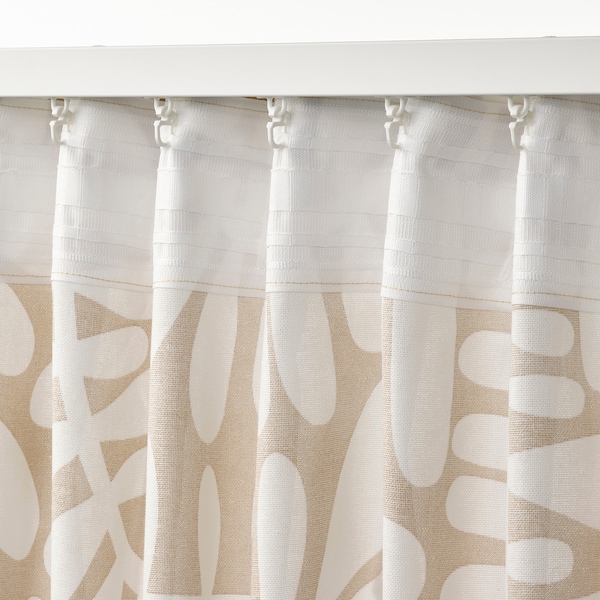 IKEA MAJSMOTT curtains, 1 pair, beige/white, 57x98 in, Ikea Ireland | 1086POHAM