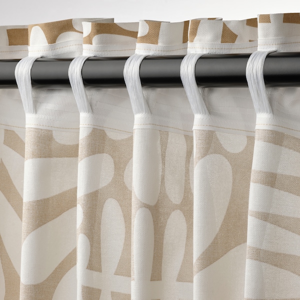 IKEA MAJSMOTT curtains, 1 pair, beige/white, 57x98 in, Ikea Ireland | 1086POHAM