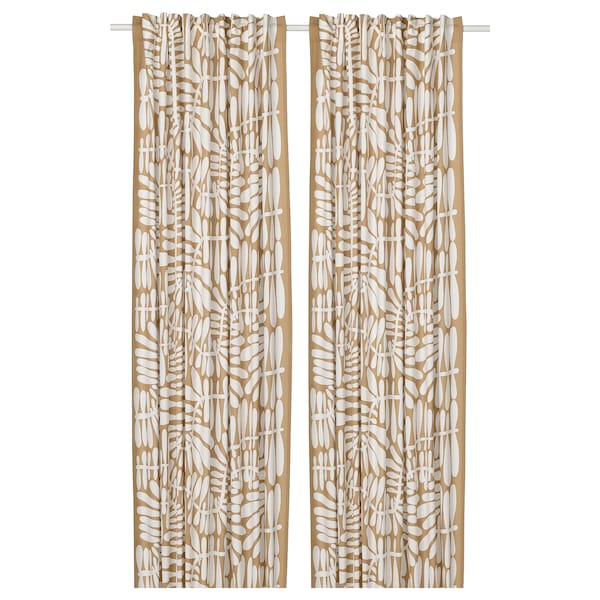 IKEA MAJSMOTT curtains, 1 pair, beige/white, 57x98 in, Ikea Ireland | 1086POHAM