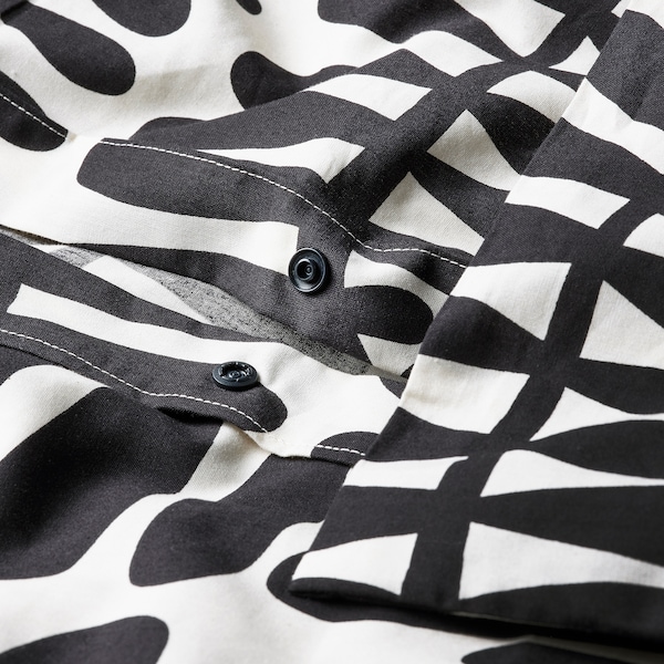 IKEA MAJSMOTT duvet cover and pillowcase(s), Twin Off White / Black, Ikea Ireland | 5394DSZQF