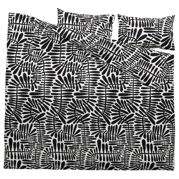 IKEA MAJSMOTT duvet cover and pillowcase(s), King Off White / Black, Ikea Ireland | 8627UCRJK