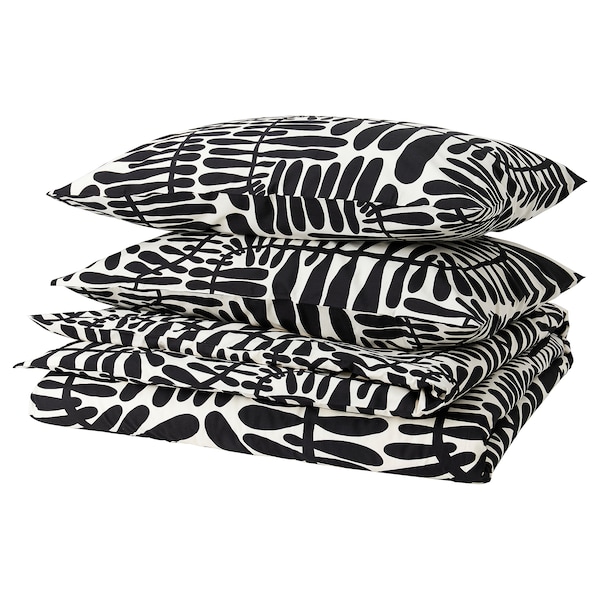 IKEA MAJSMOTT duvet cover and pillowcase(s), Full/Queen (Double/Queen) Off White / Black, Ikea Ireland | 1548AGKZV