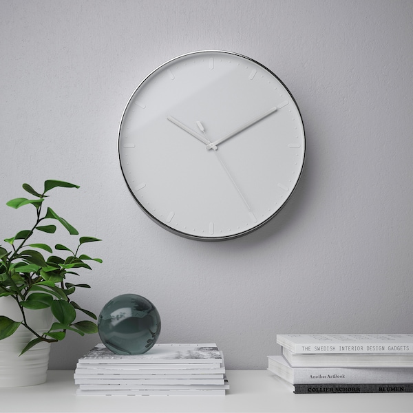 IKEA MALLHOPPA wall clock, silver color, 13 ¾ in, Ikea Ireland | 3902JDUWM