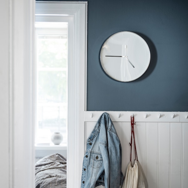 IKEA MALLHOPPA wall clock, silver color, 13 ¾ in, Ikea Ireland | 3902JDUWM