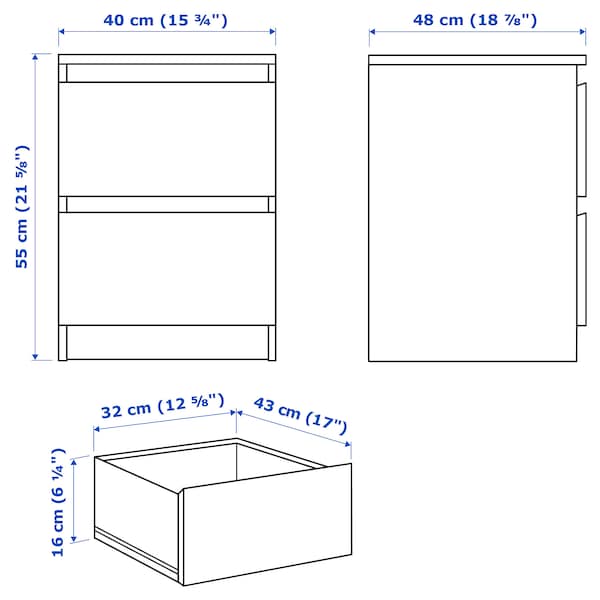 IKEA MALM 2-drawer chest, 15 3/4x21 5/8 in White, Ikea Ireland | 0291WRXDF