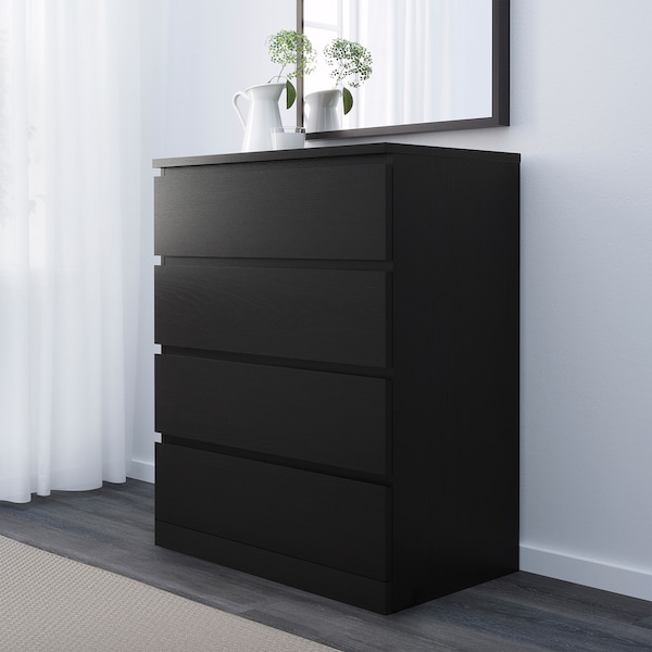 IKEA MALM 4-drawer chest, 31 1/2x39 3/8 in Black / Brown, Ikea Ireland | 8961IFZBJ