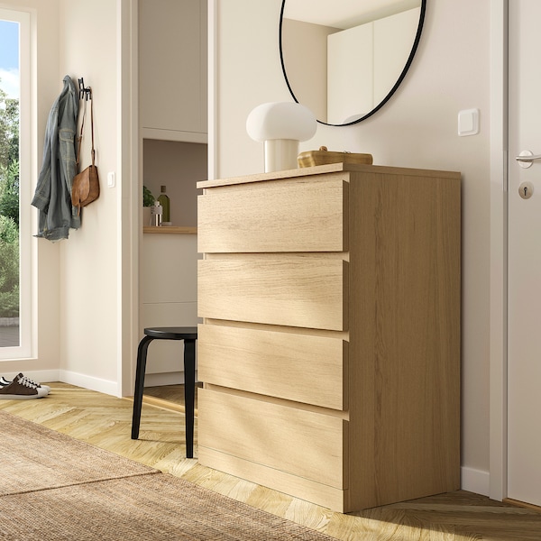 IKEA MALM 4-drawer chest, 31 1/2x39 3/8 in White Stained / Oak Veneer, Ikea Ireland | 6794CEDFH
