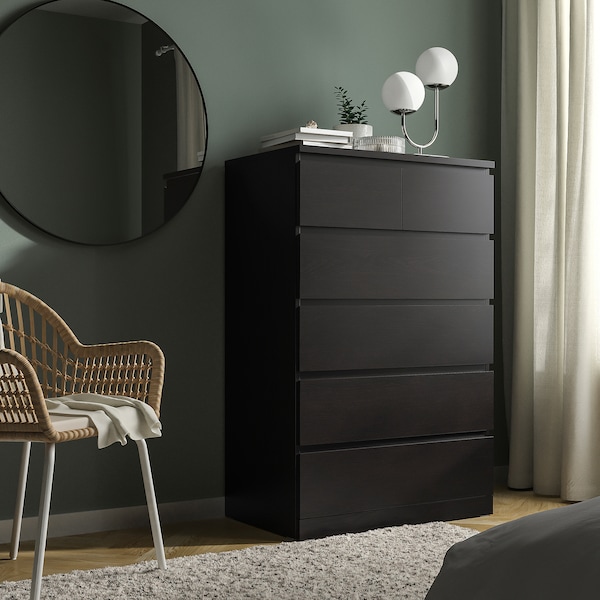 IKEA MALM 6-drawer chest, 31 1/2x48 3/8 in Black / Brown, Ikea Ireland | 1698TUMWN
