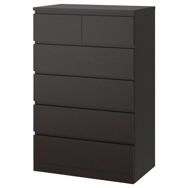 IKEA MALM 6-drawer chest, 31 1/2x48 3/8 in Black / Brown, Ikea Ireland | 1698TUMWN