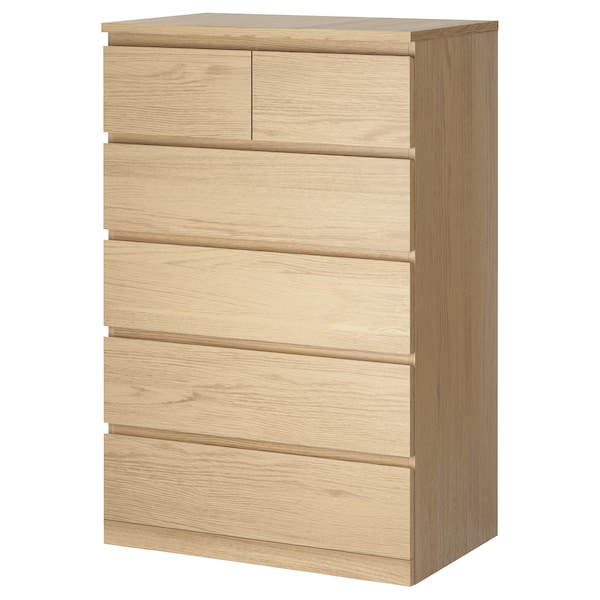 IKEA MALM 6-drawer chest, 31 1/2x48 3/8 in White Stained / Oak Veneer, Ikea Ireland | 3982XDRBQ