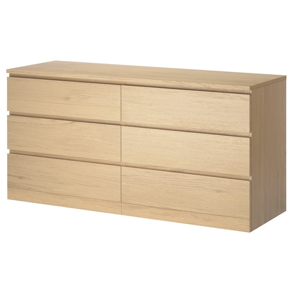 IKEA MALM 6-drawer dresser, 63x30 3/4 in White Stained / Oak Veneer, Ikea Ireland | 9082CXWQR