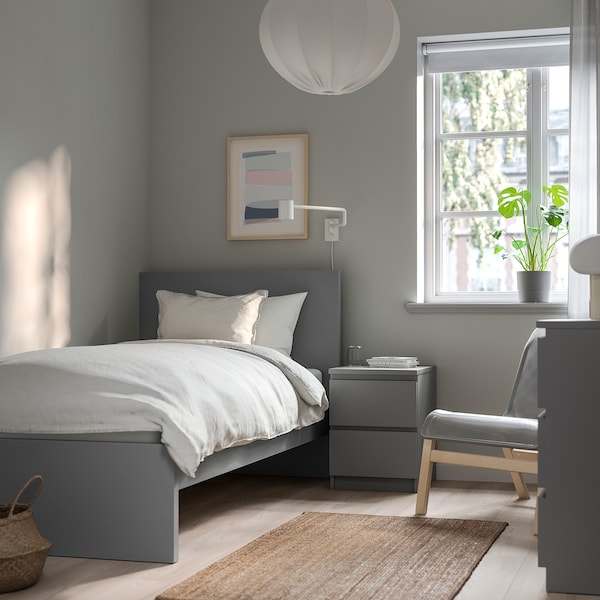 IKEA MALM Bed frame, high, Twin Gray Stained, Ikea Ireland | 1863XSMGP