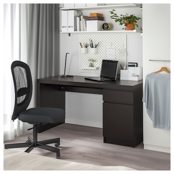 IKEA MALM Desk, 55 1/8x25 5/8 in Black / Brown, Ikea Ireland | 4059CGXIQ