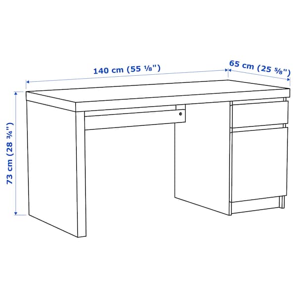 IKEA MALM Desk, 55 1/8x25 5/8 in Black / Brown, Ikea Ireland | 4059CGXIQ