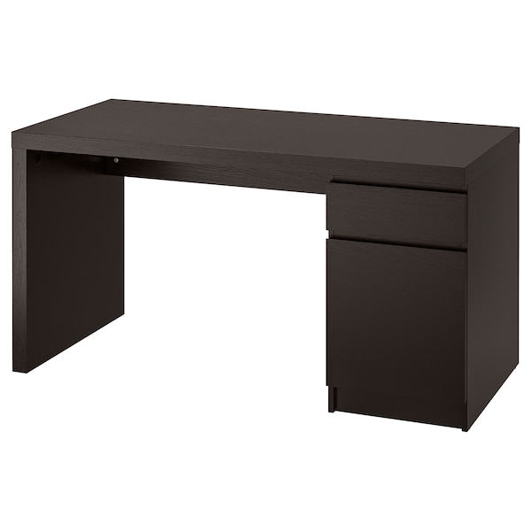 IKEA MALM Desk, 55 1/8x25 5/8 in Black / Brown, Ikea Ireland | 4059CGXIQ