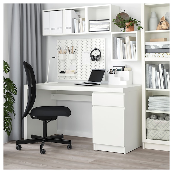 IKEA MALM Desk, 55 1/8x25 5/8 in White, Ikea Ireland | 1728XPEZY
