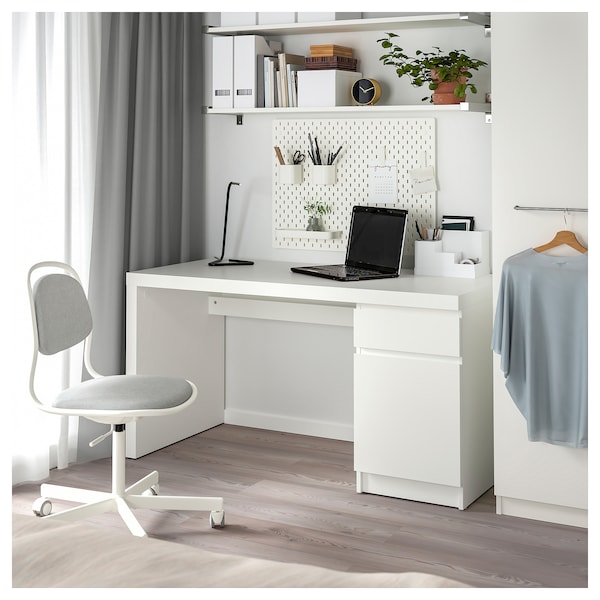 IKEA MALM Desk, 55 1/8x25 5/8 in White, Ikea Ireland | 1728XPEZY