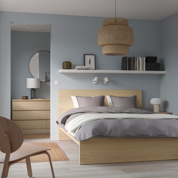 IKEA MALM bed frame, Full White Stained Oak Veneer / Luröy, Ikea Ireland | 1437SZIED