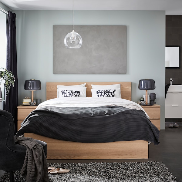 IKEA MALM bed frame, Full White Stained Oak Veneer, Ikea Ireland | 6148TKPRH