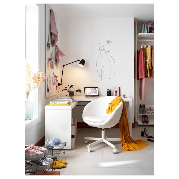 IKEA MALM desk with pull-out panel, white, 59 1/2x25 5/8 in, Ikea Ireland | 1480ASOPQ