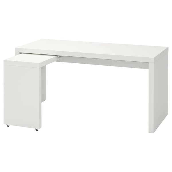 IKEA MALM desk with pull-out panel, white, 59 1/2x25 5/8 in, Ikea Ireland | 1480ASOPQ