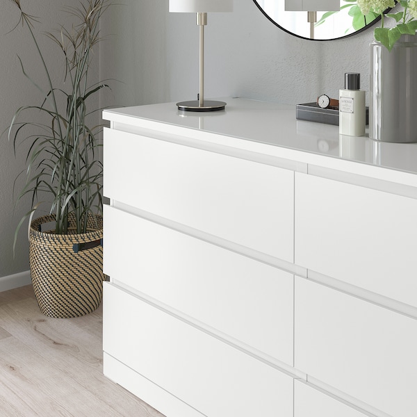 IKEA MALM glass top, white, 63x18 7/8 in, Ikea Ireland | 7064UYTGB