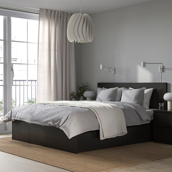 IKEA MALM high bed frame/2 storage boxes, Queen Black / Brown, Ikea Ireland | 3759YTQGK
