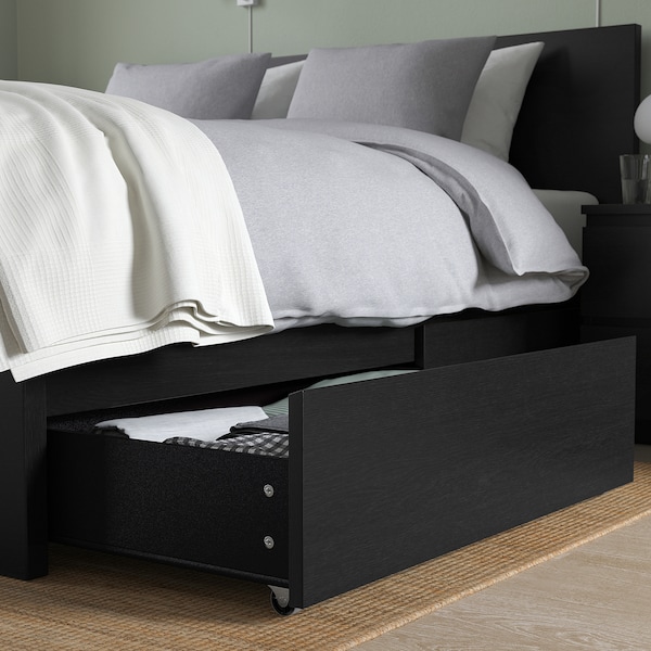 IKEA MALM high bed frame/2 storage boxes, Queen Black / Brown, Ikea Ireland | 3759YTQGK