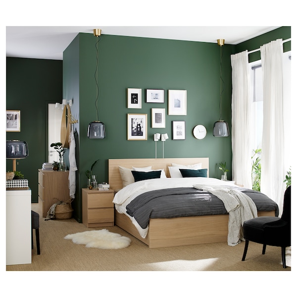 IKEA MALM high bed frame/2 storage boxes, Queen White Stained Oak Veneer, Ikea Ireland | 0175NMLSK